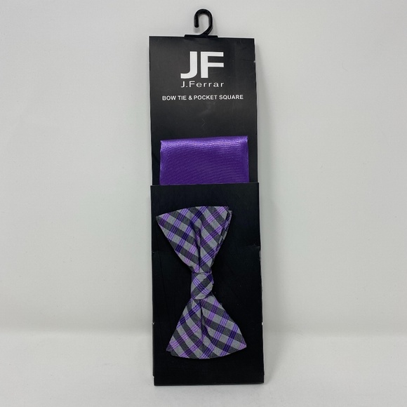 JF J. Ferrar Bow Tie & Pocket Square Combo - Picture 1 of 4